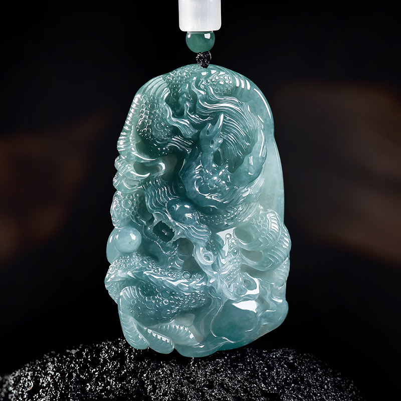 Jewelry & Watches Vitopoulos - Doğal Birmanya Jadeite Ejderha Kolye Kolye