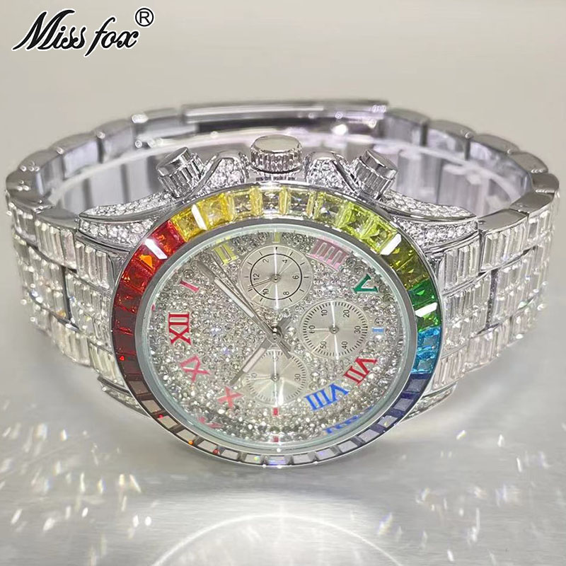 Jewelry Inspired Watches - MISSFOX lüks buzlu erkekler için moda