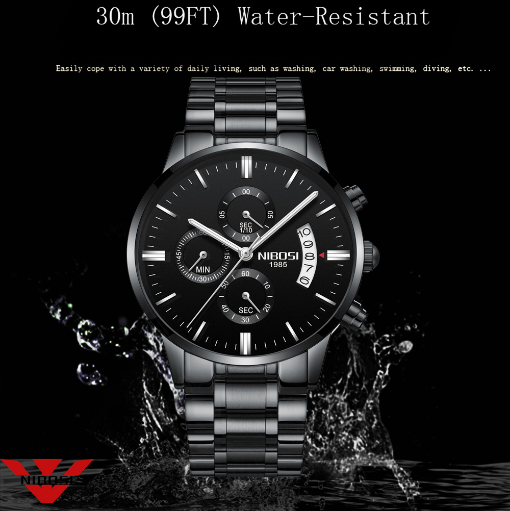 NIBOSI paslanmaz çelik siyah Q - Jewelry Inspired Watches incelemesi ve fiyatı